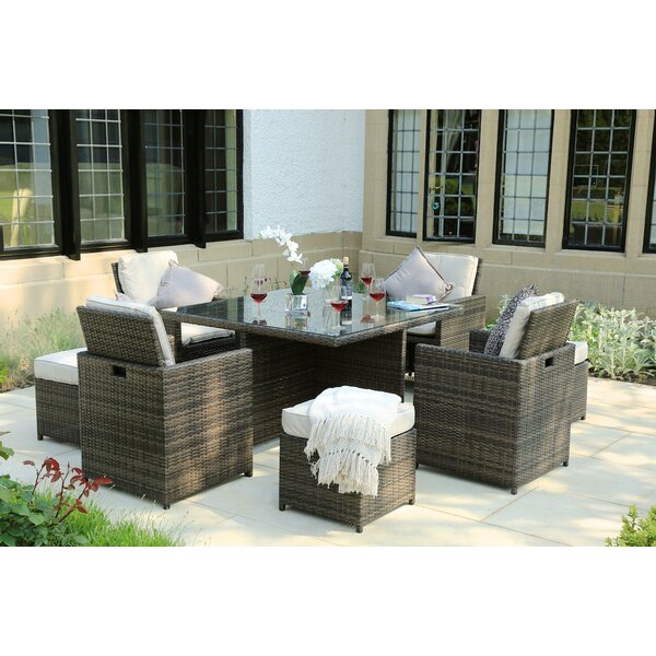 9 piece rattan cube set 2024 grey